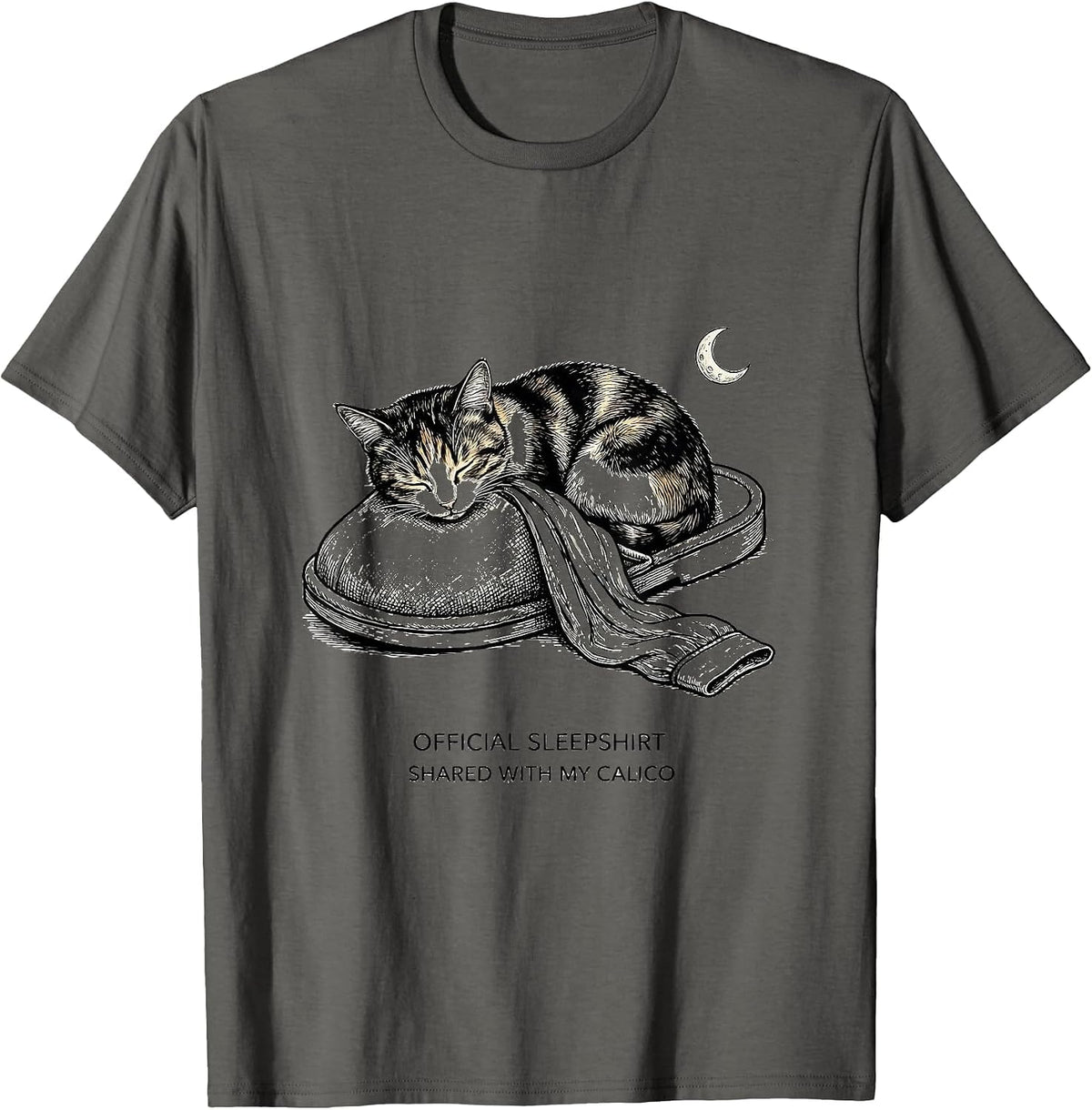 Men's Official Sleepshirt, Shared With My Calico Cat Lover T-Shirt - Asphalt Grey