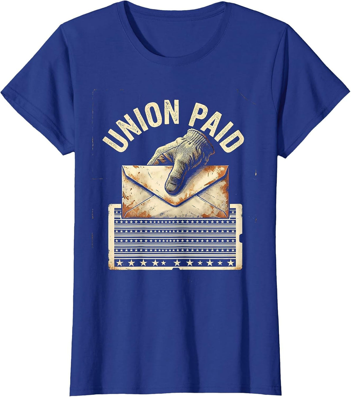 Women's Union Paid Vintage Labor Day Union Worker Pride T-Shirt - Royal Blue