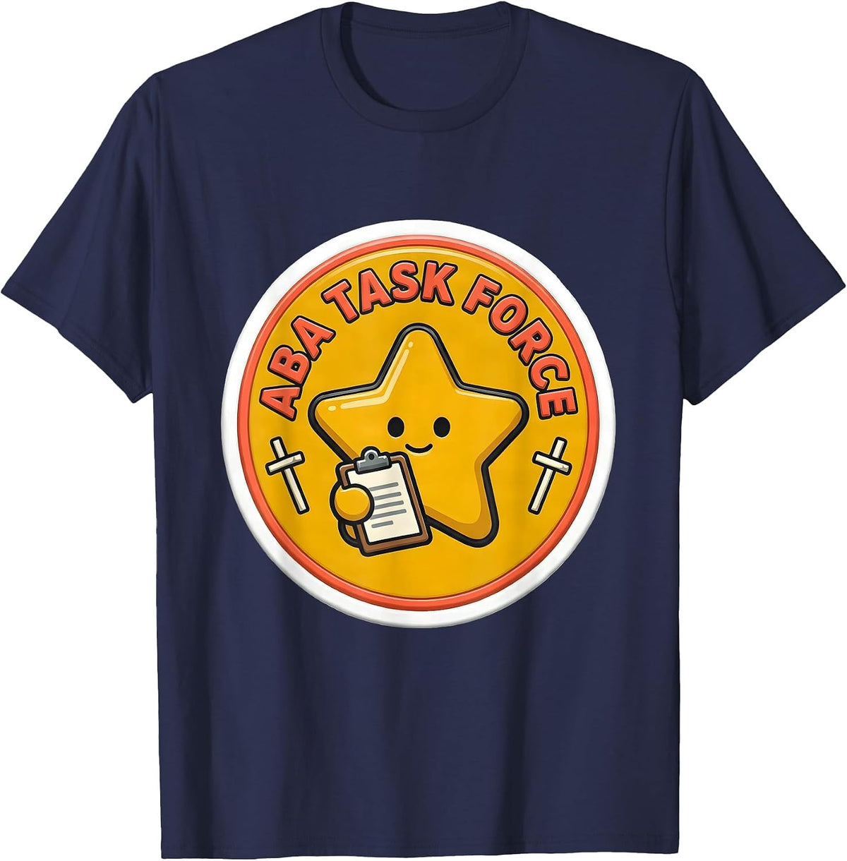 Men's ABA Task Force Retro Humor Behavior Analyst RBT ABA T-Shirt - Navy Blue
