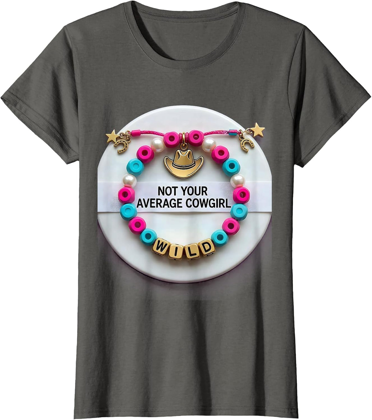 Women's Not Your Average Cowgirl Western Design T-Shirt - Asphalt Grey