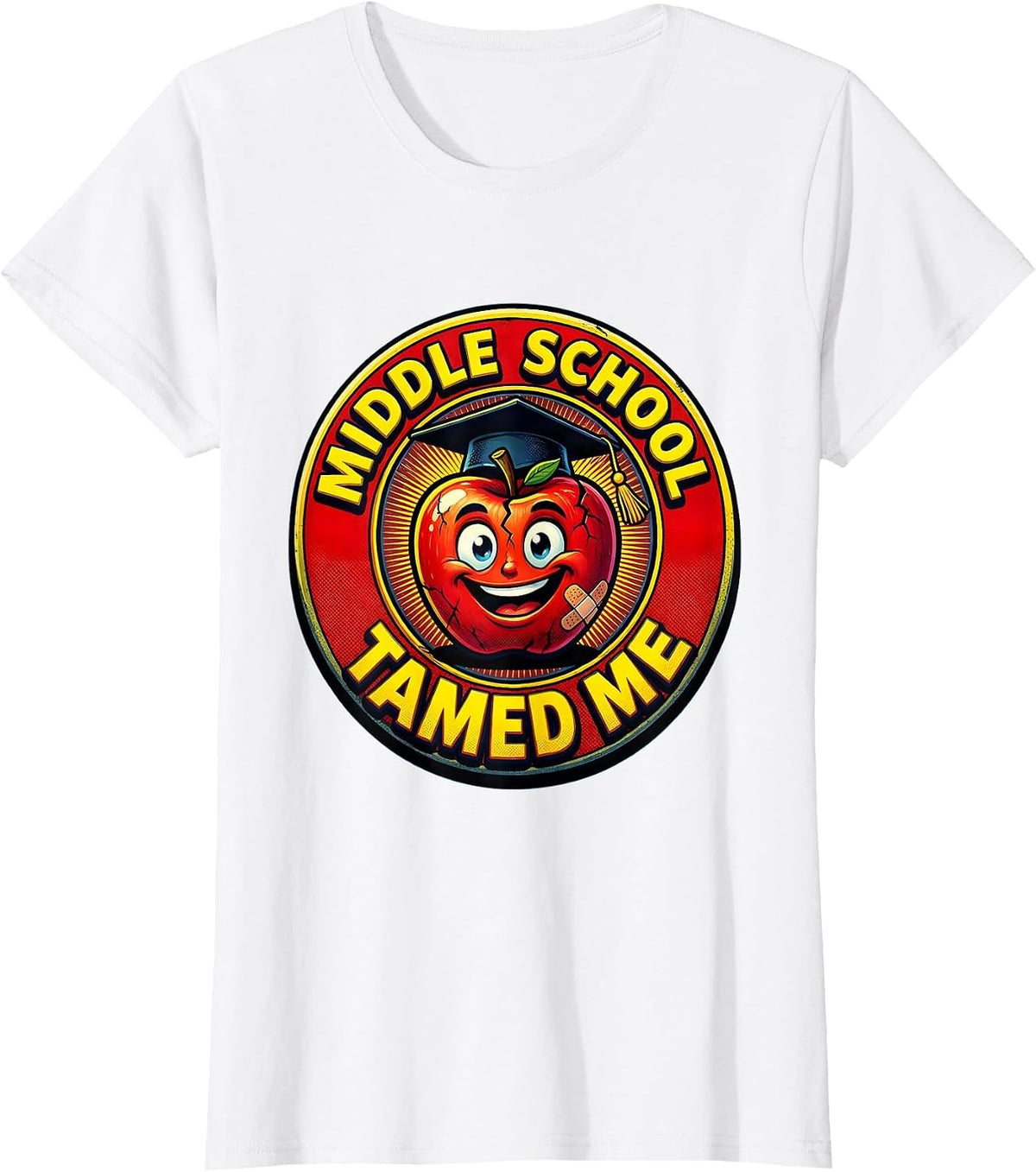 Middle School Tamed Me Teacher Design T-Shirt - White