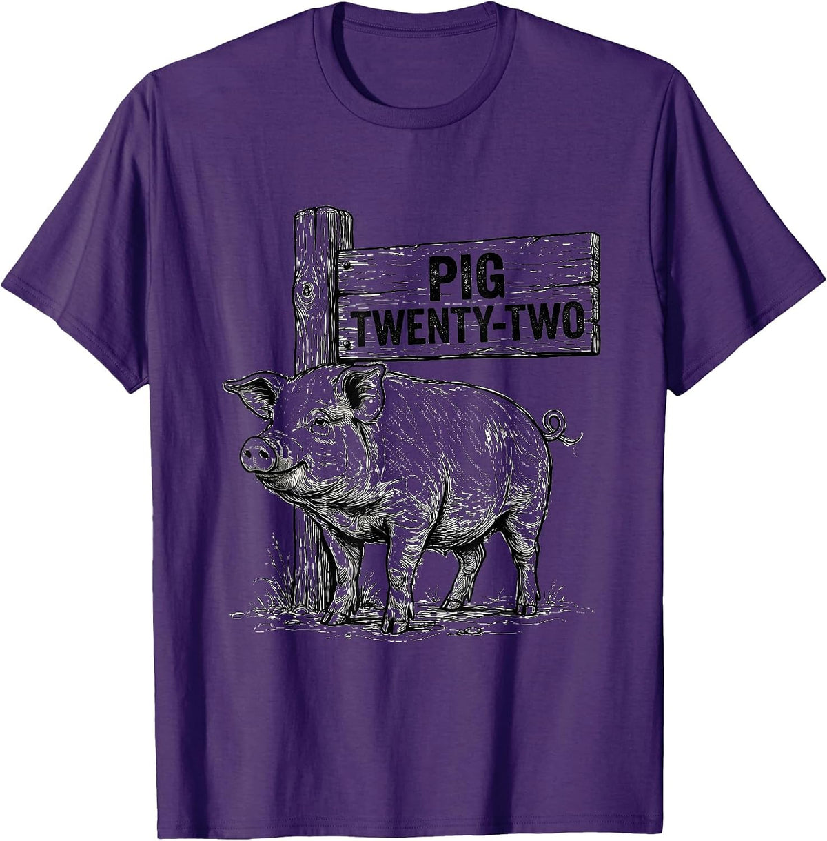 Pig Twenty-Two Funny Pig Lover Humor Novelty T-Shirt - Purple