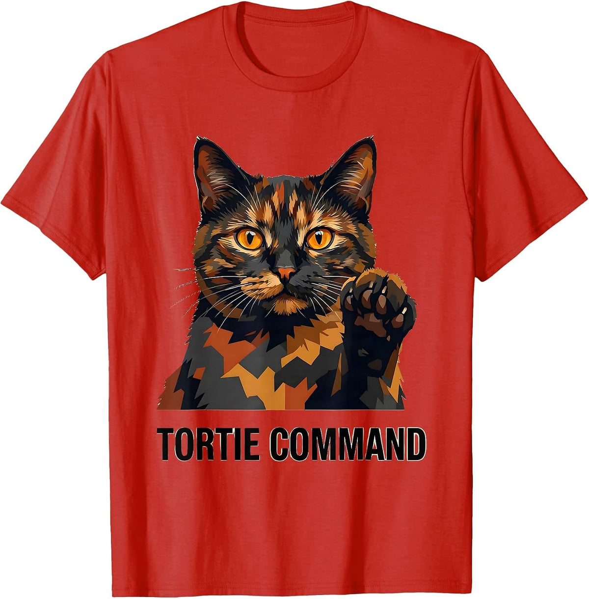 Men's Tortie Command Funny Tortie Cat Lover Tortoiseshell Cat T-Shirt - Red