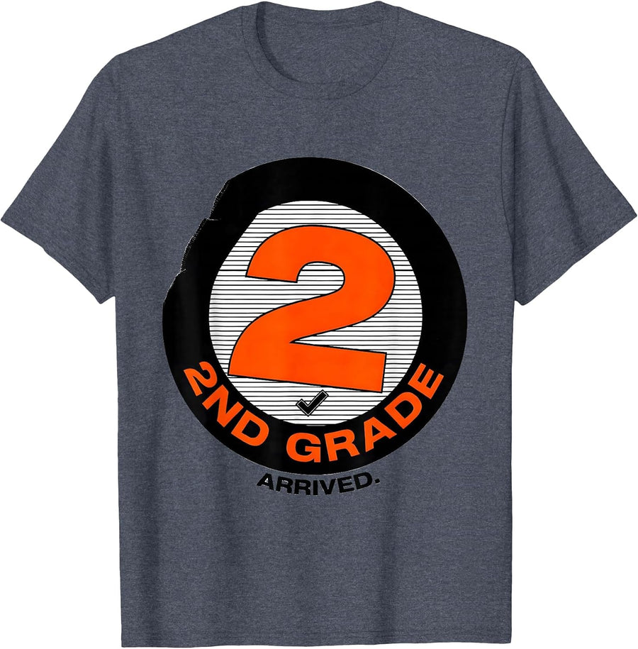 2nd Grade Arrived New Wave Typography Back To School Teacher T-Shirt - Heather Blue