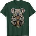 Men's Koala Hugging Post Cute Animal Lover Humor T-Shirt - Dark Green