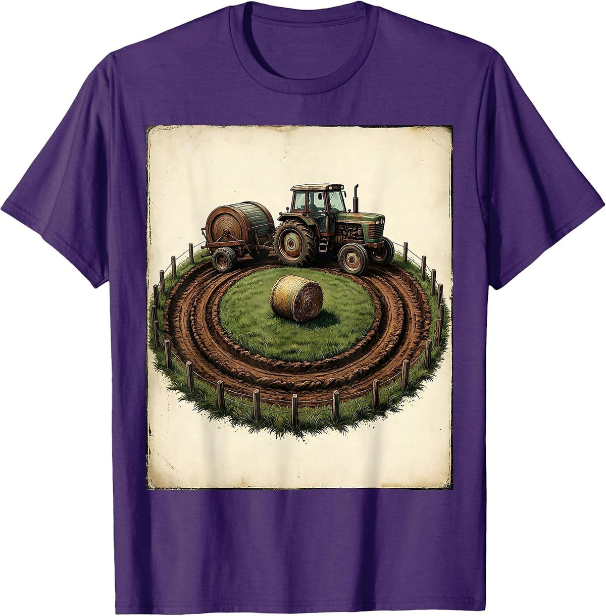 Weathered Farm Tractor Vintage Rural Life Humor T-Shirt - Purple