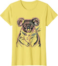 Women's Koala Boho Hand Drawn Cute Animal Lover Gift T-Shirt - Lemon Yellow