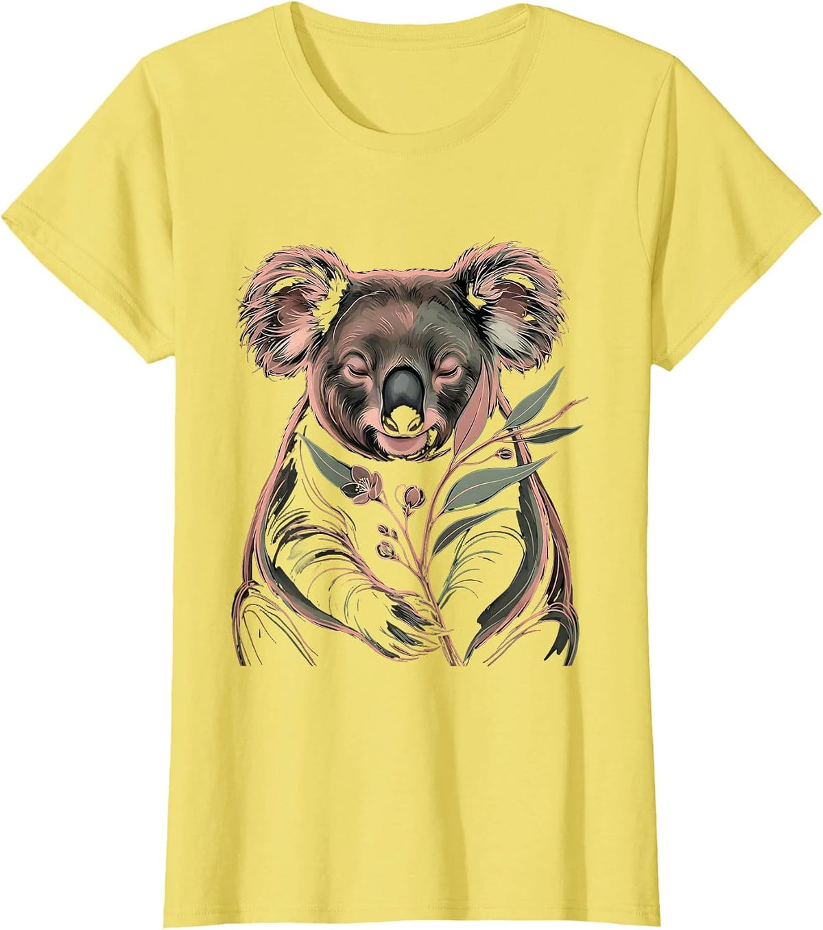 Women's Koala Boho Hand Drawn Cute Animal Lover Gift T-Shirt - Lemon Yellow