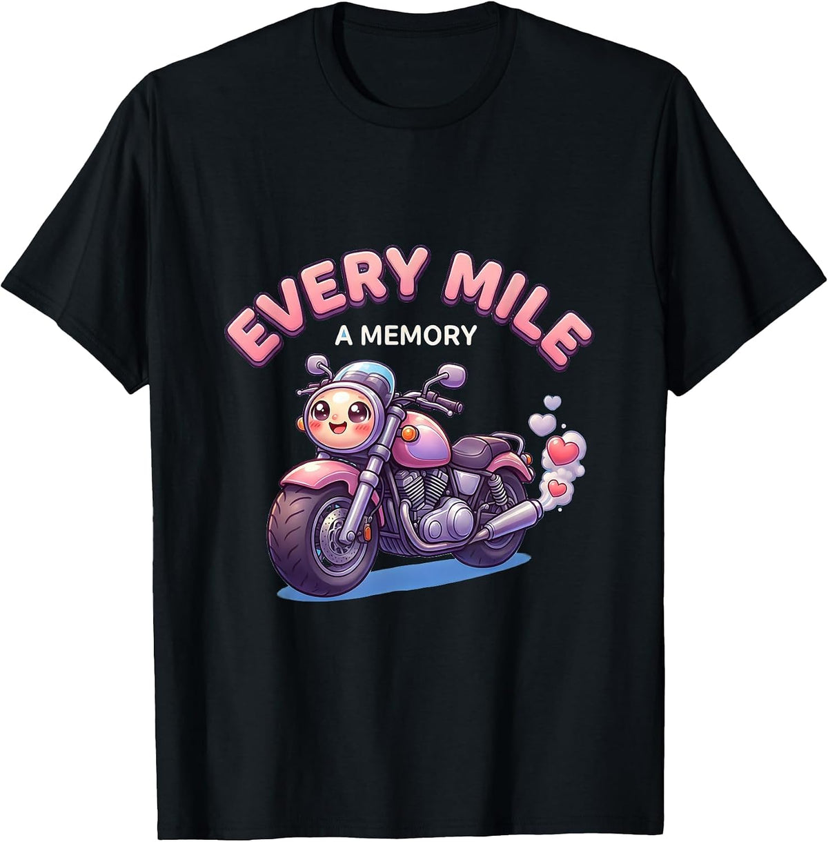 Men's Every Mile A Memory Motorcycle Rider Design T-Shirt - Black