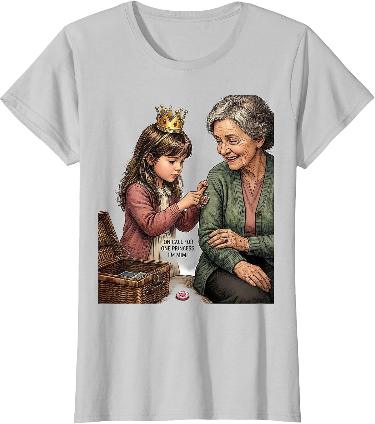 On Call For One Princess I'm Mimi Funny Grandma Gift T-Shirt - Silver Grey