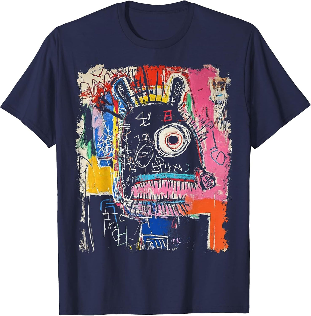 Fashion Abstract Art Men's Graffiti T-Shirt - Navy Blue