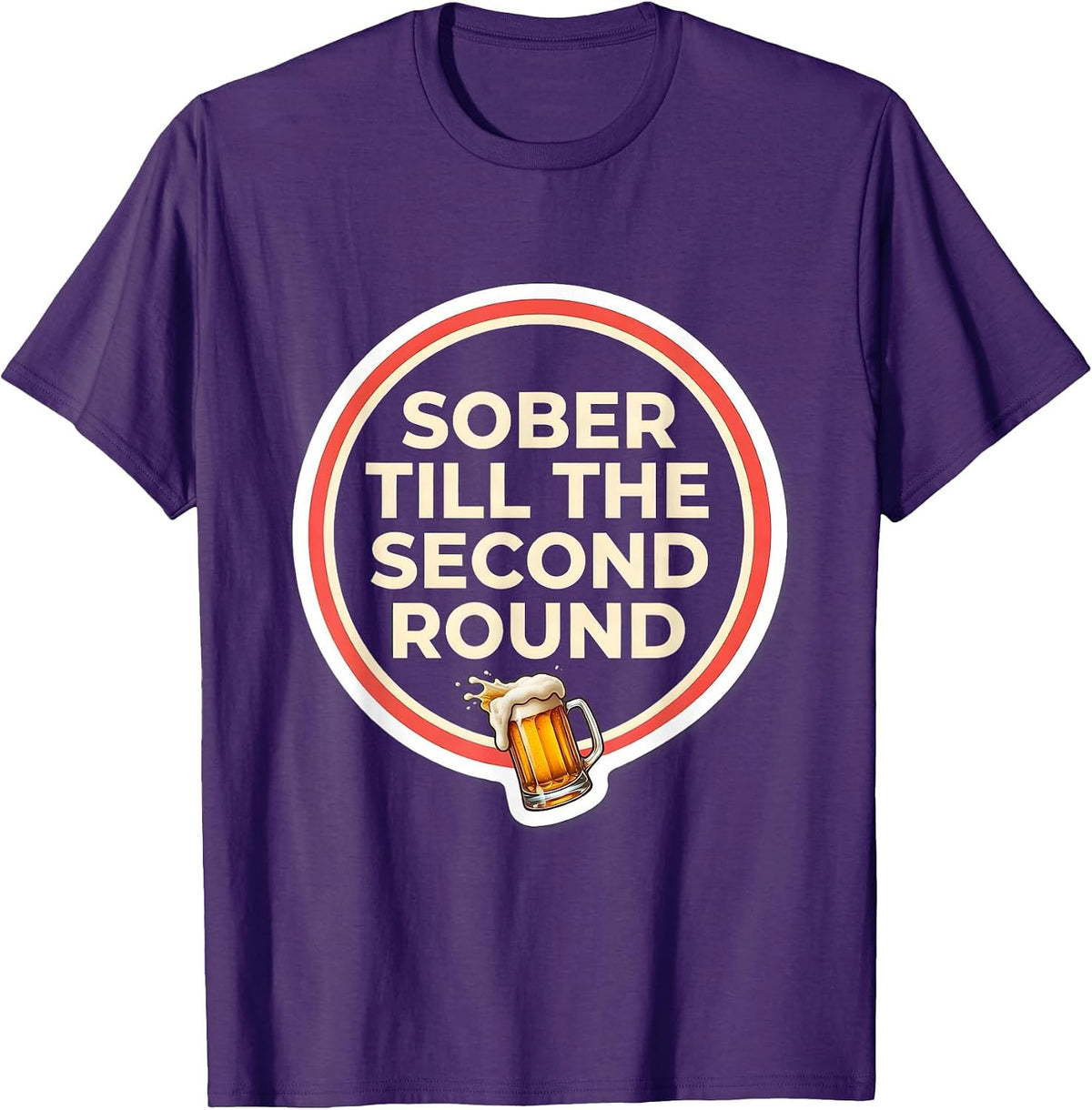 Men's Sober Till The Second Round Funny Christmas Party Drinking T-Shirt - Purple