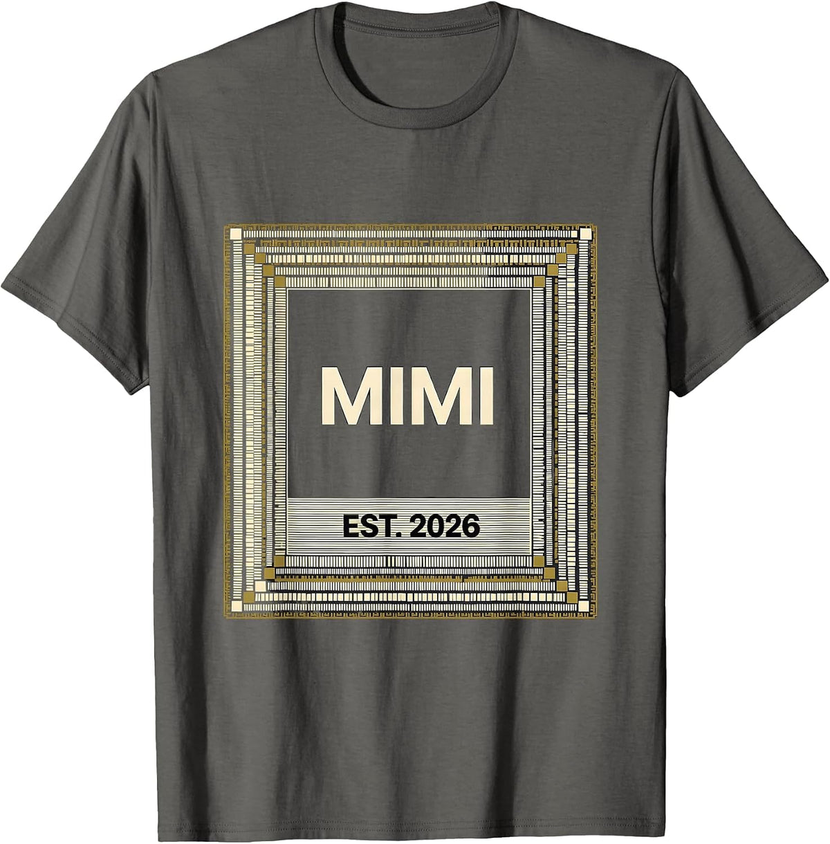 Mimi Est. 2026 Minimalist Elegant Font Family Keepsake T-Shirt - Asphalt Grey