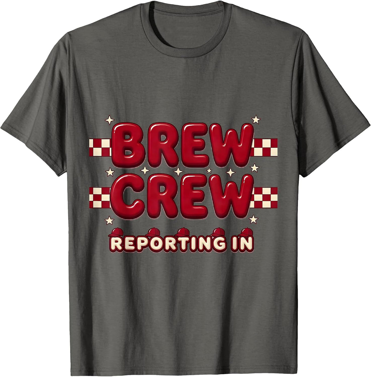 Men's Brew Crew Reporting In Oktoberfest Design T-Shirt - Asphalt Grey