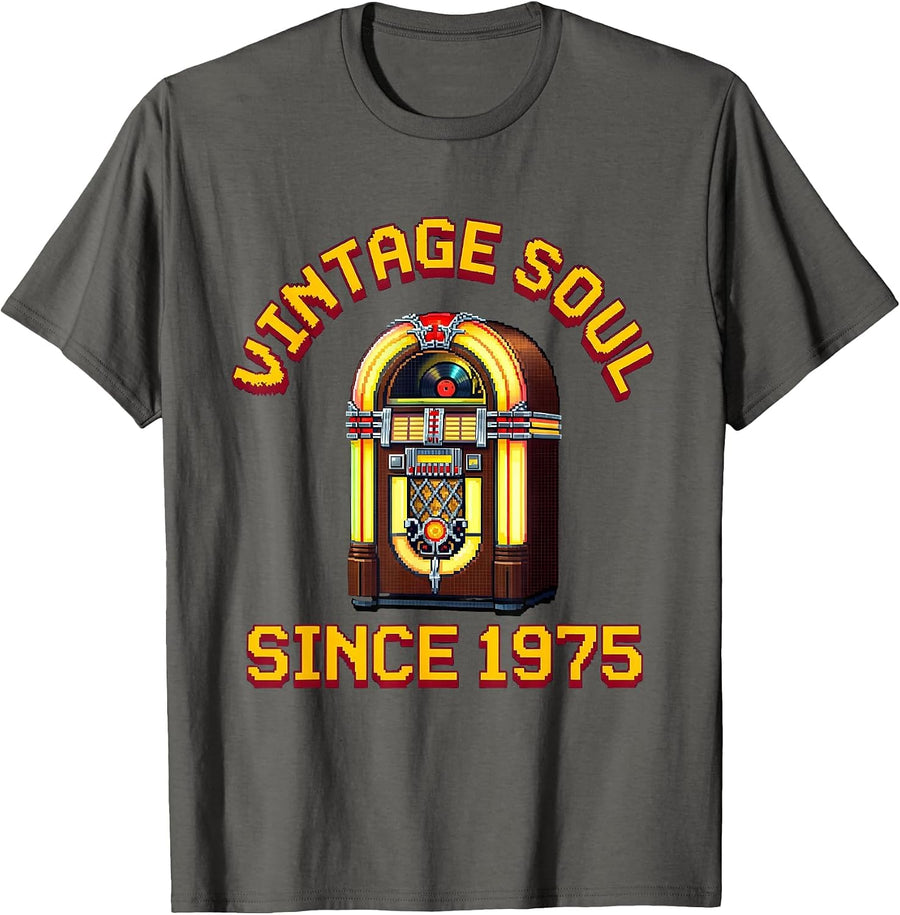 Vintage Soul Since 1975 Classic Retro Design T-Shirt - Asphalt Grey