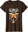 Women's Rounded Koala Climbing Star Cute Koala Lover Christmas T-Shirt - Brown