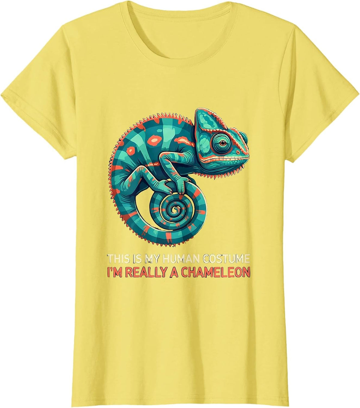 Women's This Is My Human Costume I'm Really A Chameleon Halloween T-Shirt - Lemon Yellow