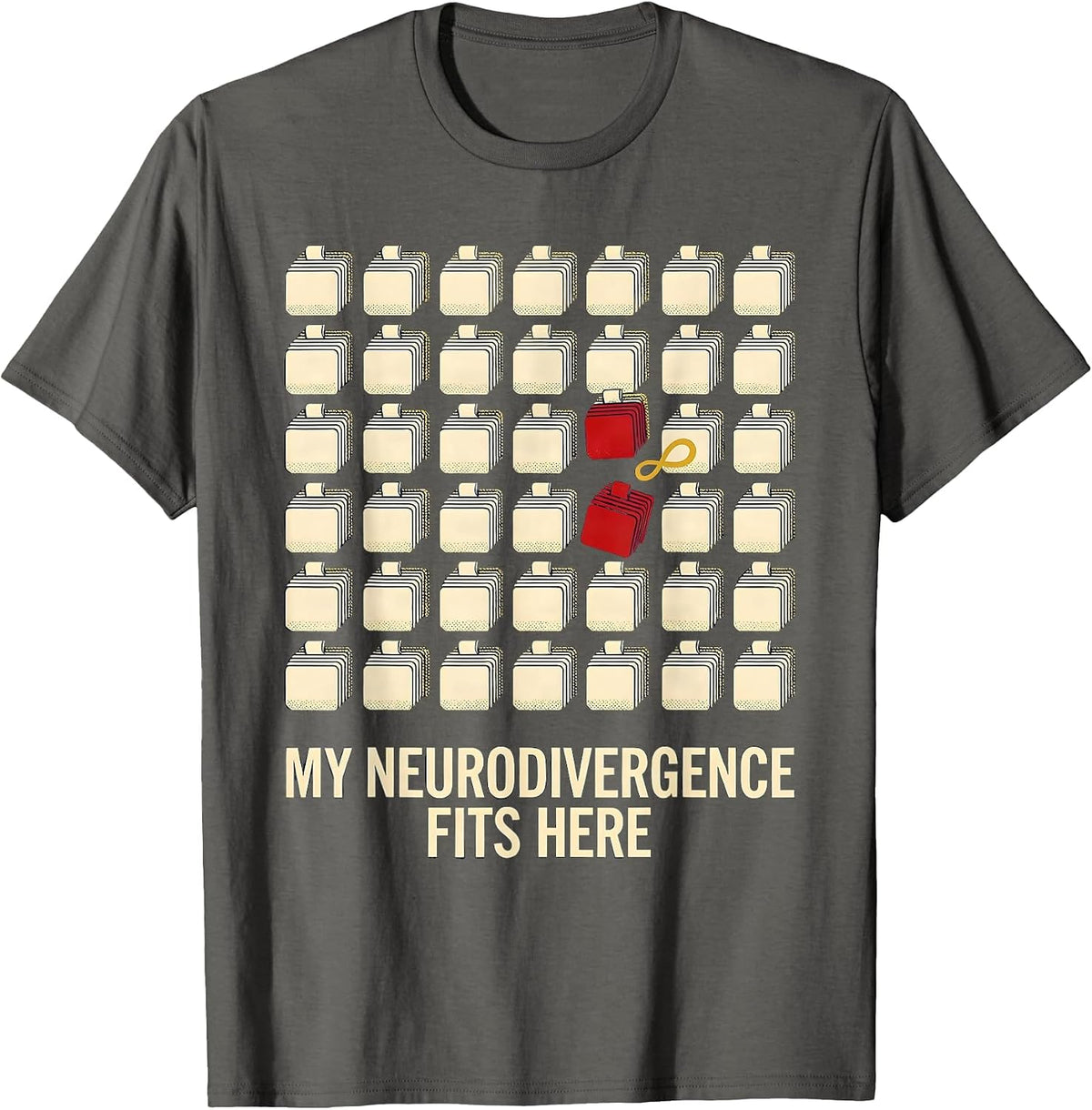 Men's My Neurodivergence Fits Here Funny Neurodiversity Acceptance T-Shirt - Asphalt Grey