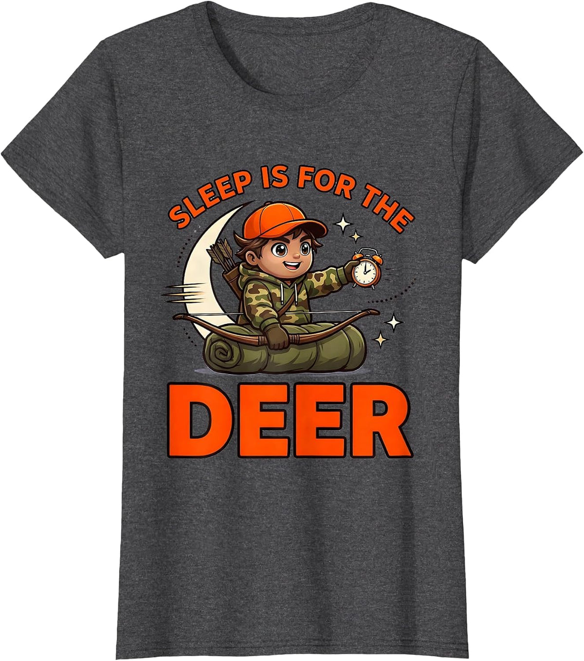 Women's SLEEP IS FOR THE DEER Funny Deer Hunter Hunting Season Gift T-Shirt - Dark Heather Grey