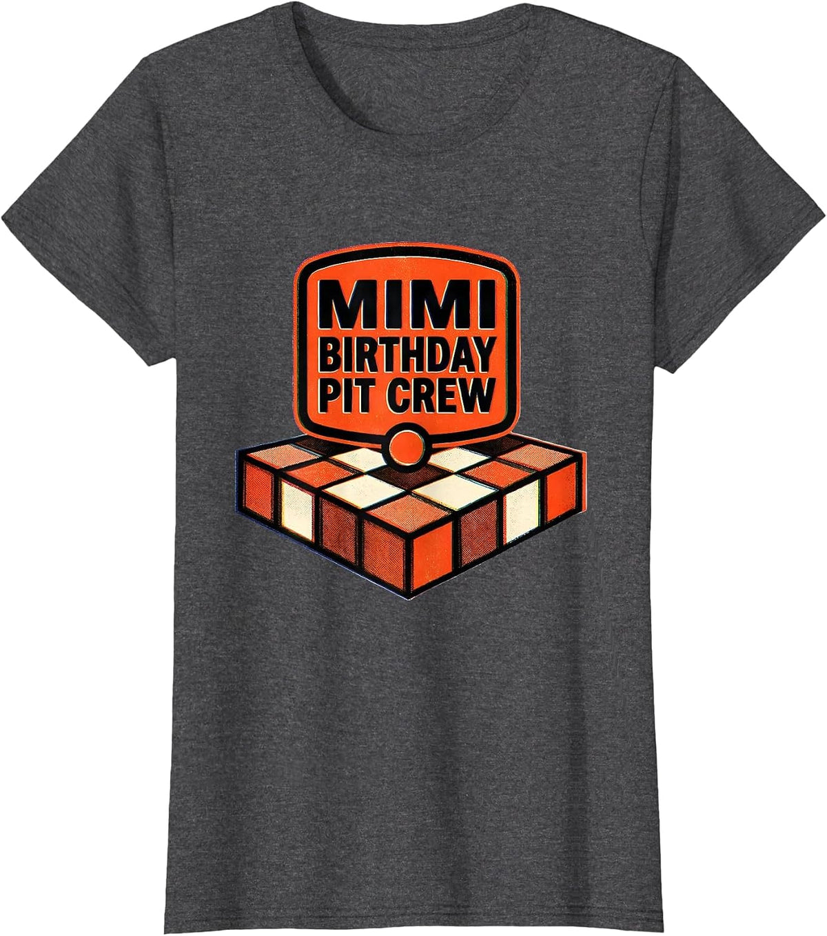 Women's Mimi Birthday Pit Crew Race Car Family Matching Party T-Shirt - Dark Heather Grey