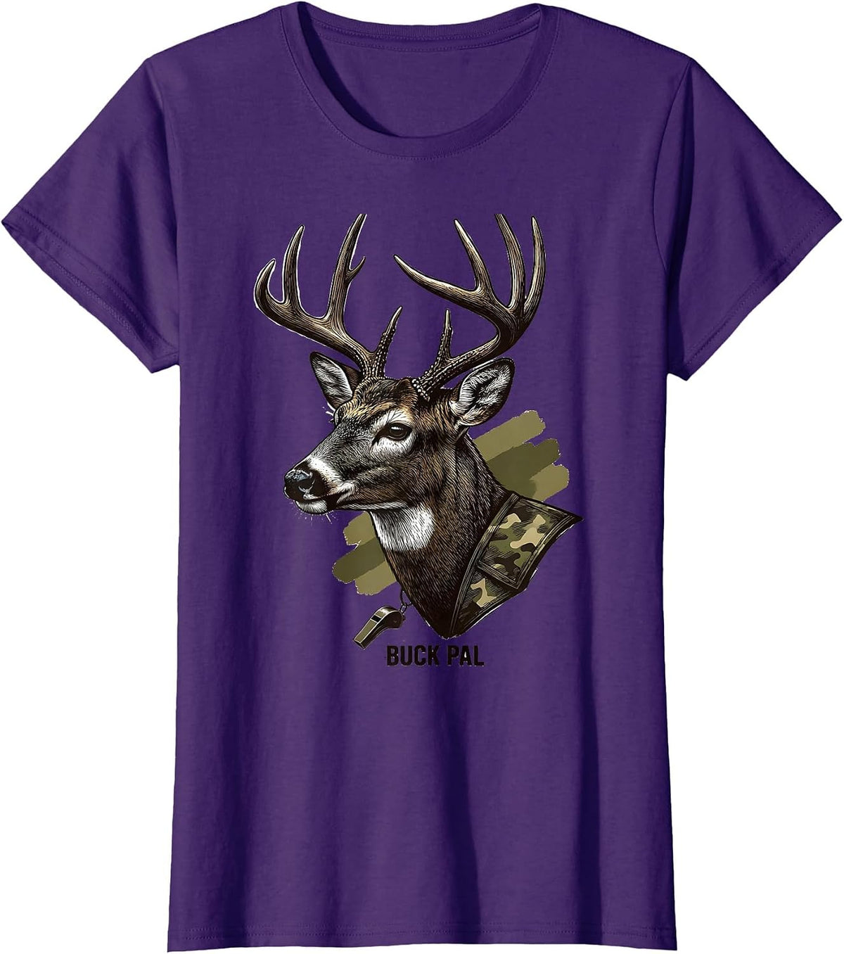 Women's Buck Pal Funny Camo Deer Hunting Youth Teen Hunter Gift T-Shirt - Purple
