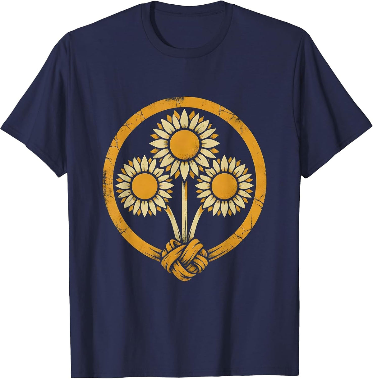 Men's 90s Country Bandana Sunflower Bouquet Graphic T-Shirt - Navy Blue