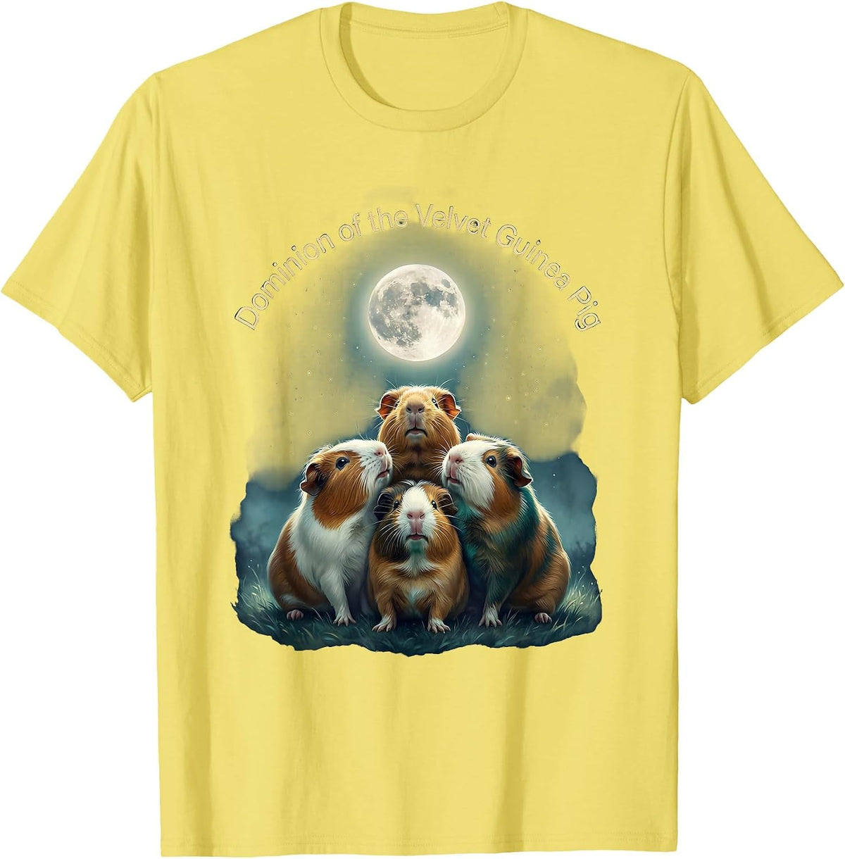 Men's Dominion of the Velvet Guinea Pig Funny Guinea Pig Lover T-Shirt - Lemon Yellow