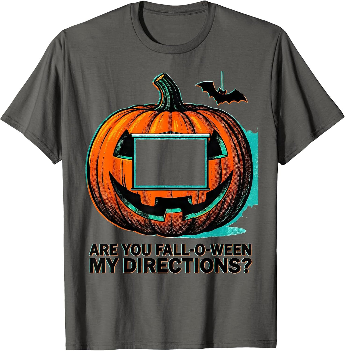 Men's Are You Fall-O-Ween My Directions Risograph Teacher T-Shirt - Asphalt Grey