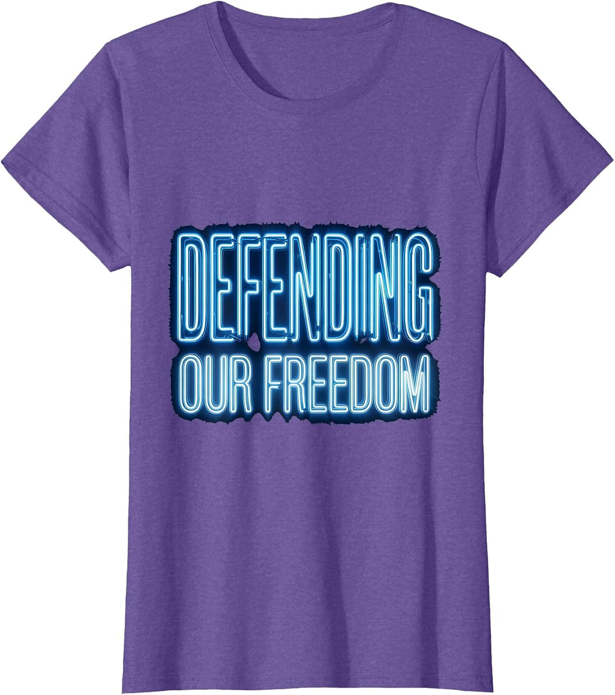 Defending Our Freedom Veteran Patriotic Design T-Shirt - Purple Heather
