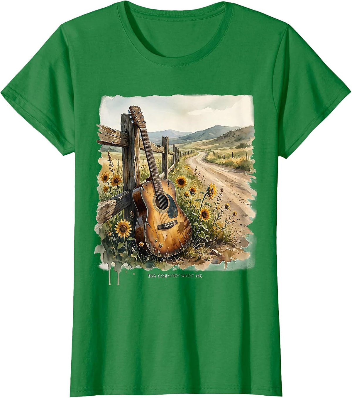Women's 90s Country Made Me Nostalgic Music Design T-Shirt - Kelly Green