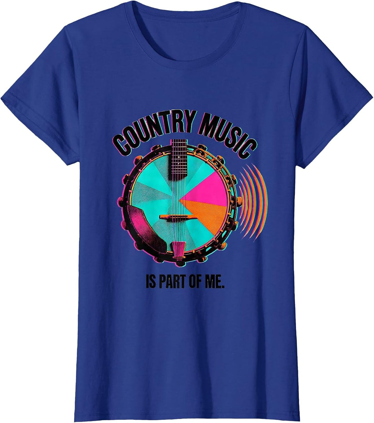 Women's Country Music Is Part Of Me Risograph Country Fan Casual T-Shirt - Royal Blue