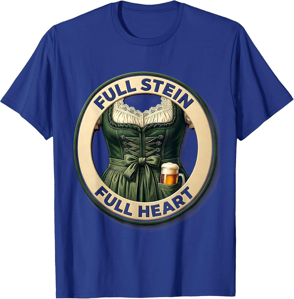 Full Stein Full Heart Oktoberfest Design T-Shirt - Royal Blue