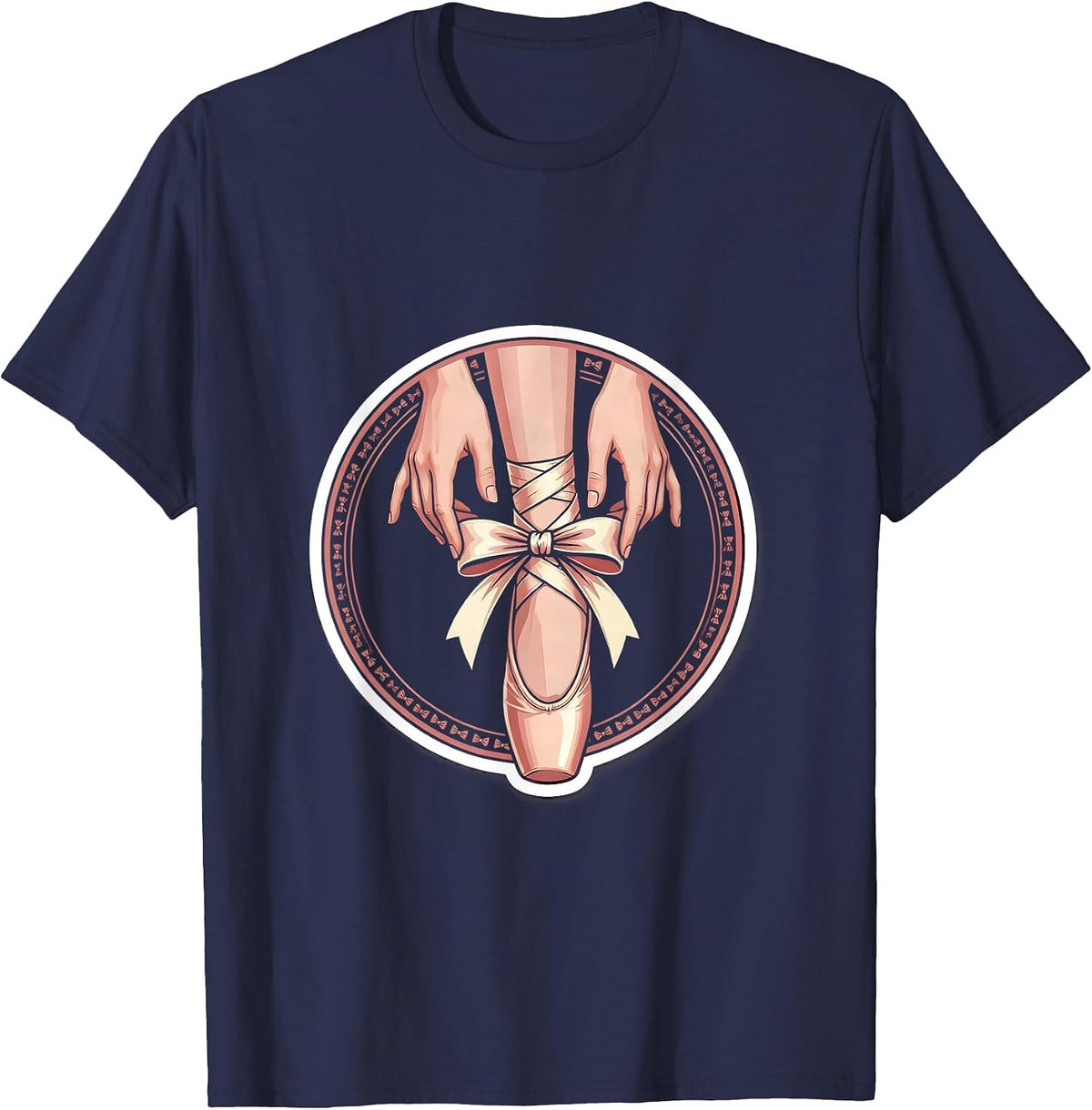 Men's Balletcore Satin Ribbon Ankle Tie Graphic T-Shirt - Navy Blue
