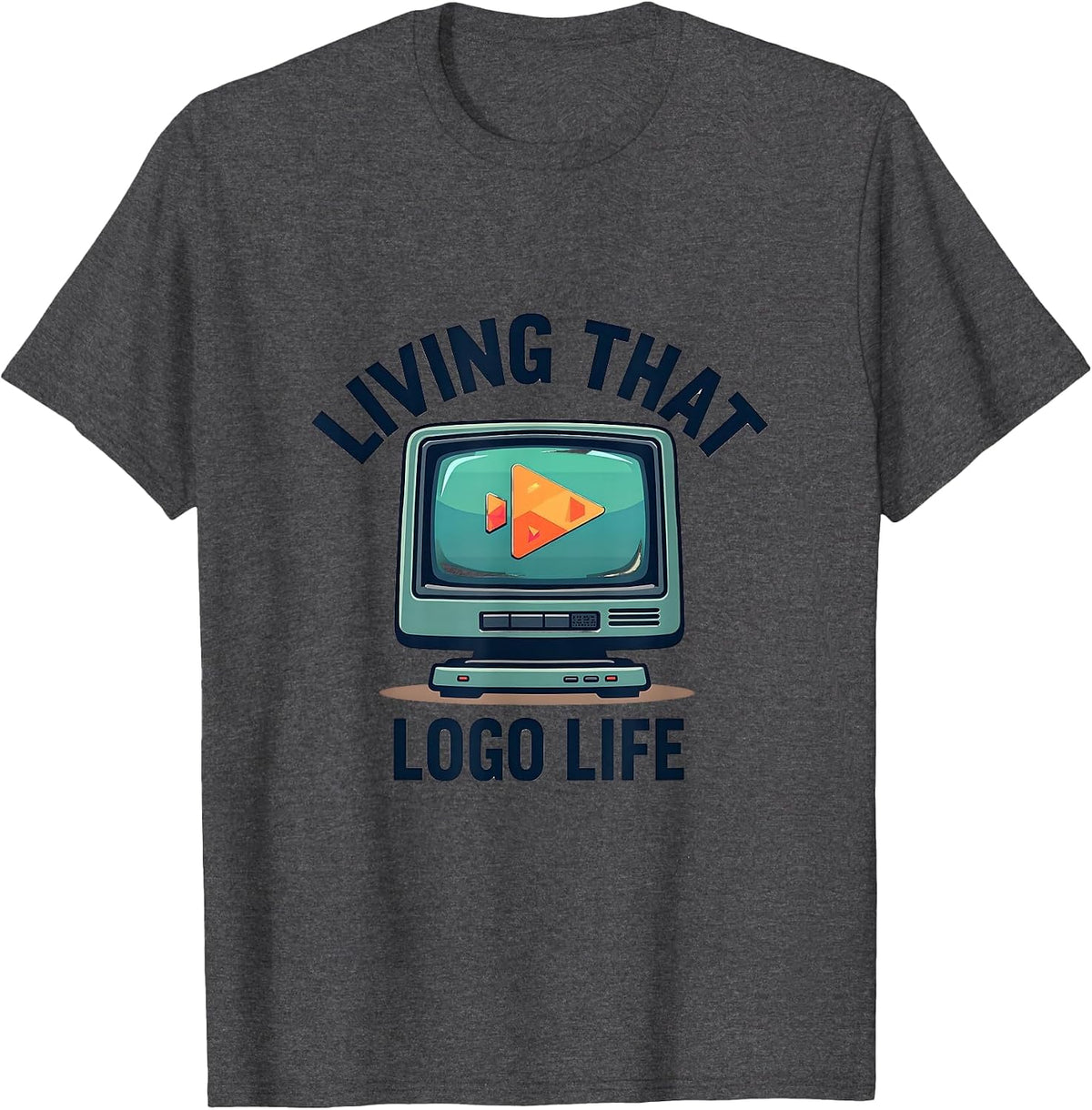 Living That Logo Life Graphic Design T-Shirt - Dark Heather Grey