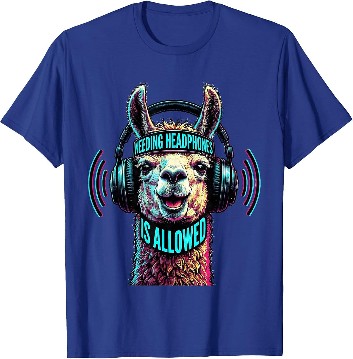Men's Needing Headphones Is Allowed Pop Art Llama Autism Awareness T-Shirt - Royal Blue