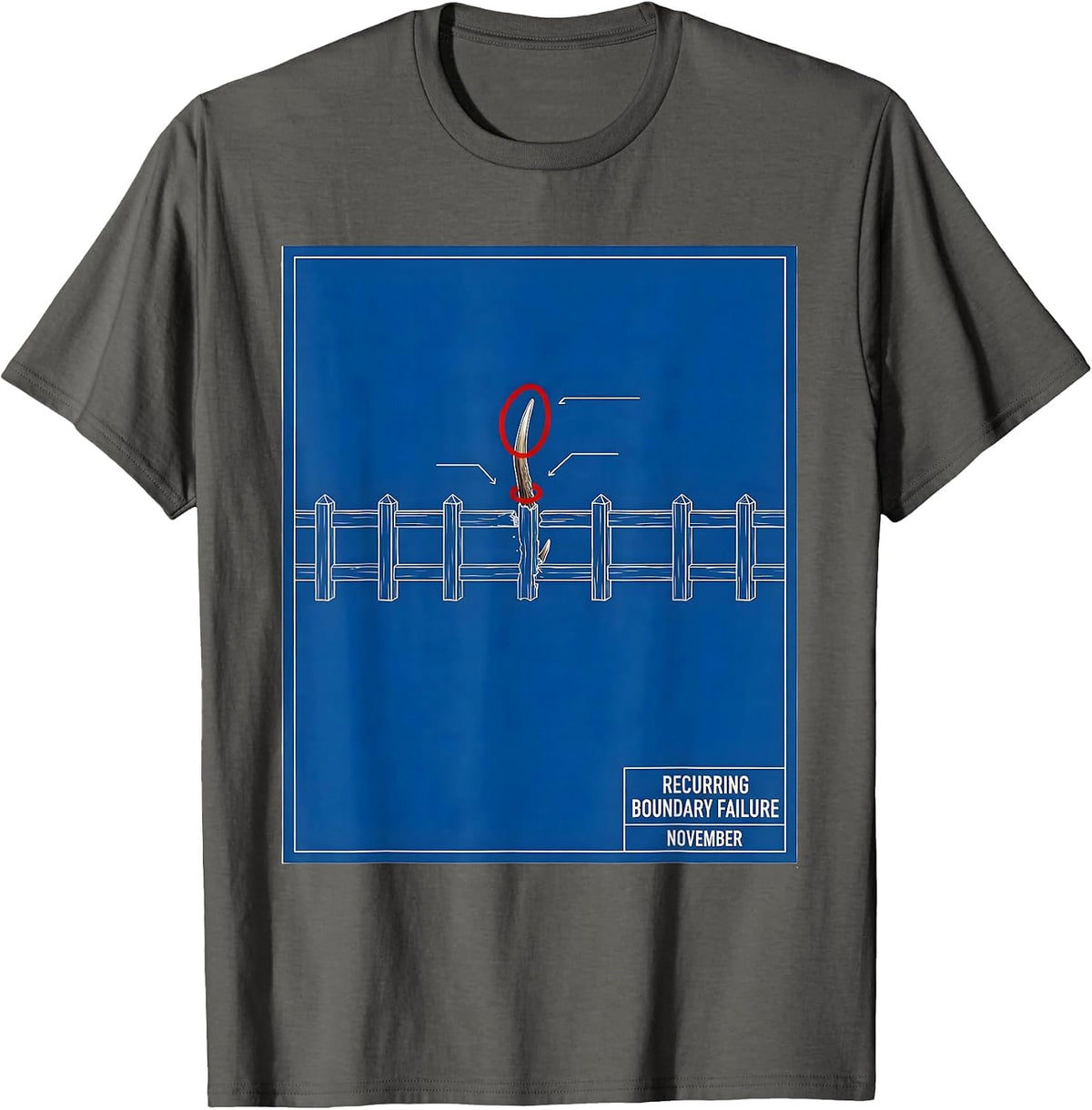 Recurring Boundary Failure November Funny Deer Hunting Camo T-Shirt - Asphalt Grey