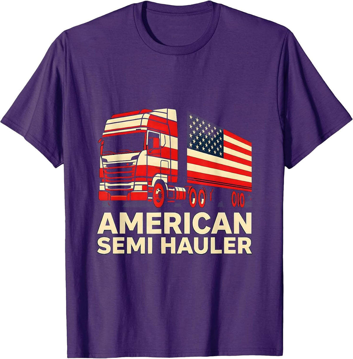 Men's American Semi Hauler Patriotic Trucker Semi Truck Driver T-Shirt - Purple