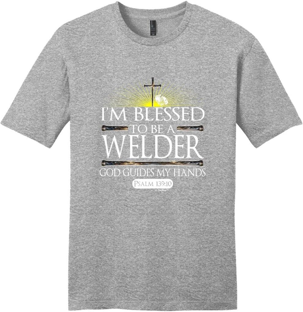ThisWear Blessed to Be Welder YM T-Shirt - LtHther - M Light Heather - As Pictured