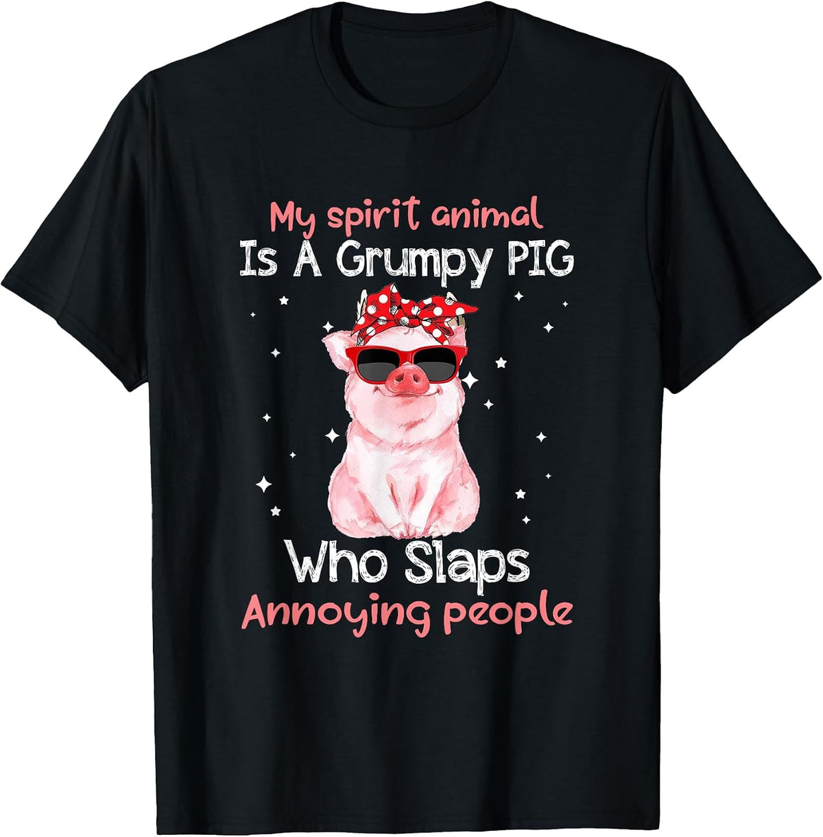 Pig Lover My Spirit Animal is Grumpy Pig Funny T-Shirt - Black