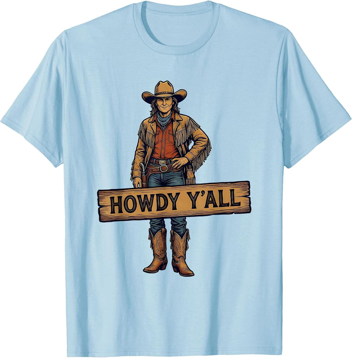 Men's Howdy Y'all Southern Charm Graphic Design T-Shirt - Baby Blue