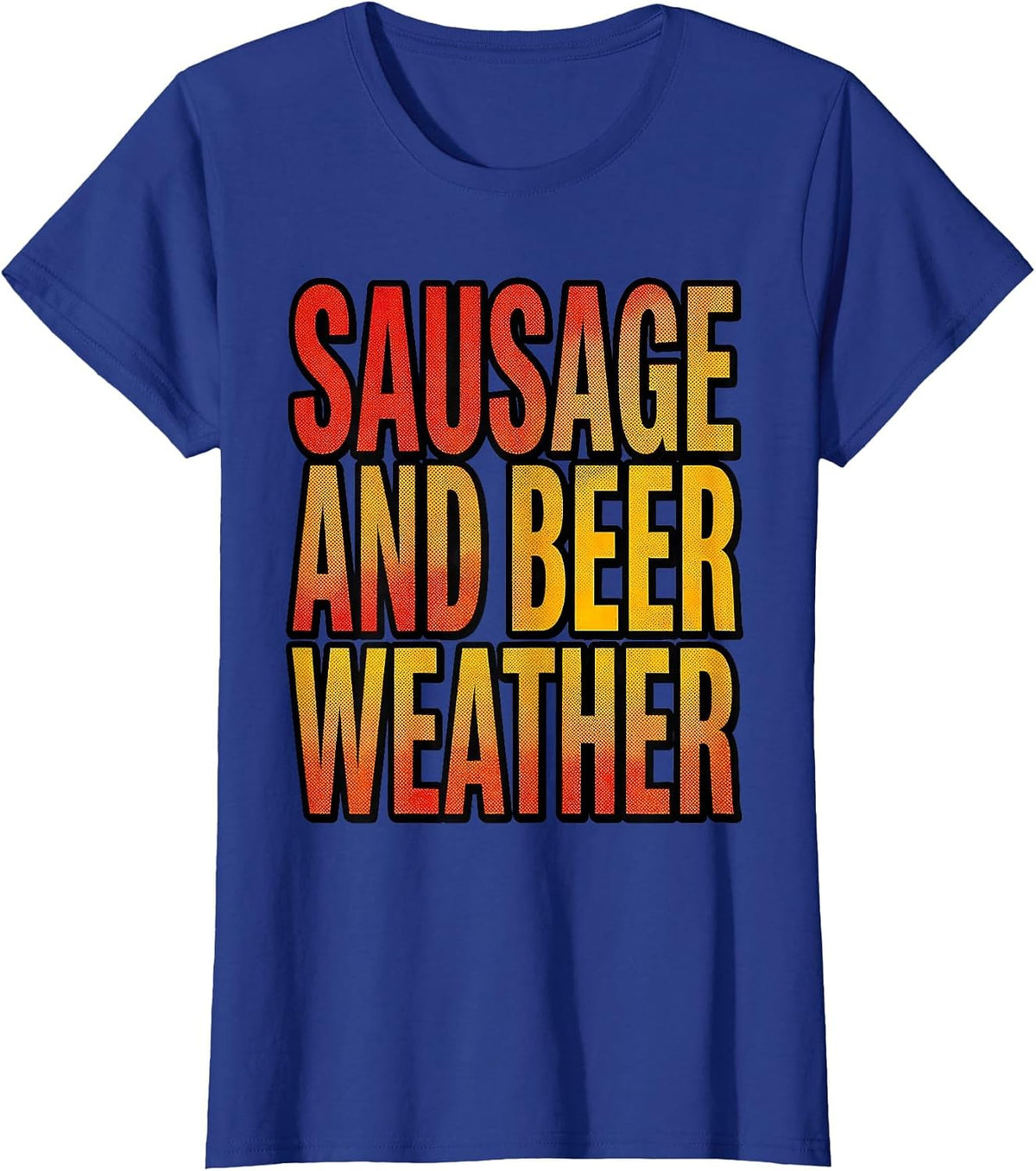Women's Sausage and Beer Weather Oktoberfest Design T-Shirt - Royal Blue
