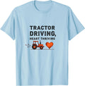 Tractor Driving Heart Thriving Country Design T-Shirt - Baby Blue