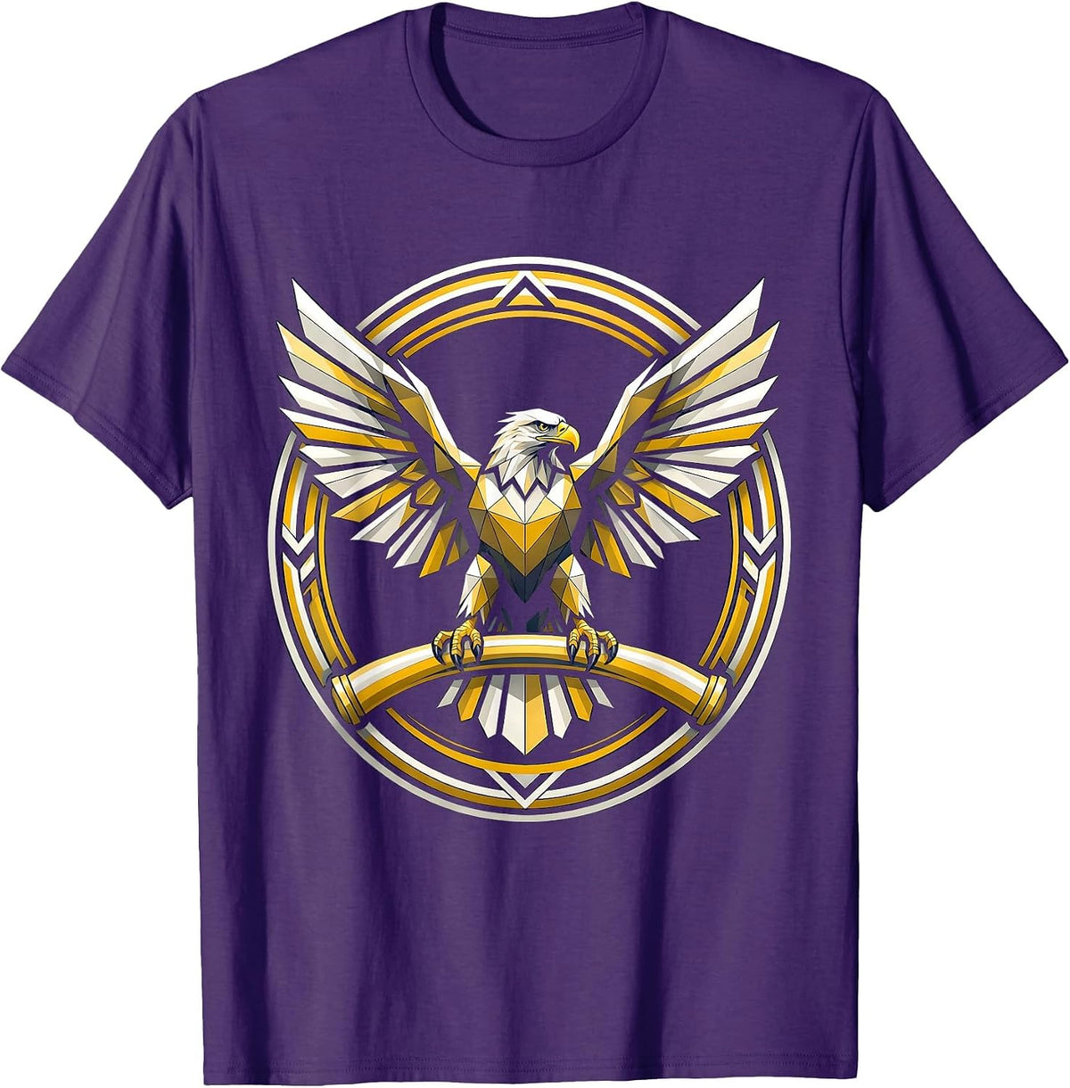 Men's Eagle on Chrome Handlebar Motorcycle Graphic T-Shirt - Purple