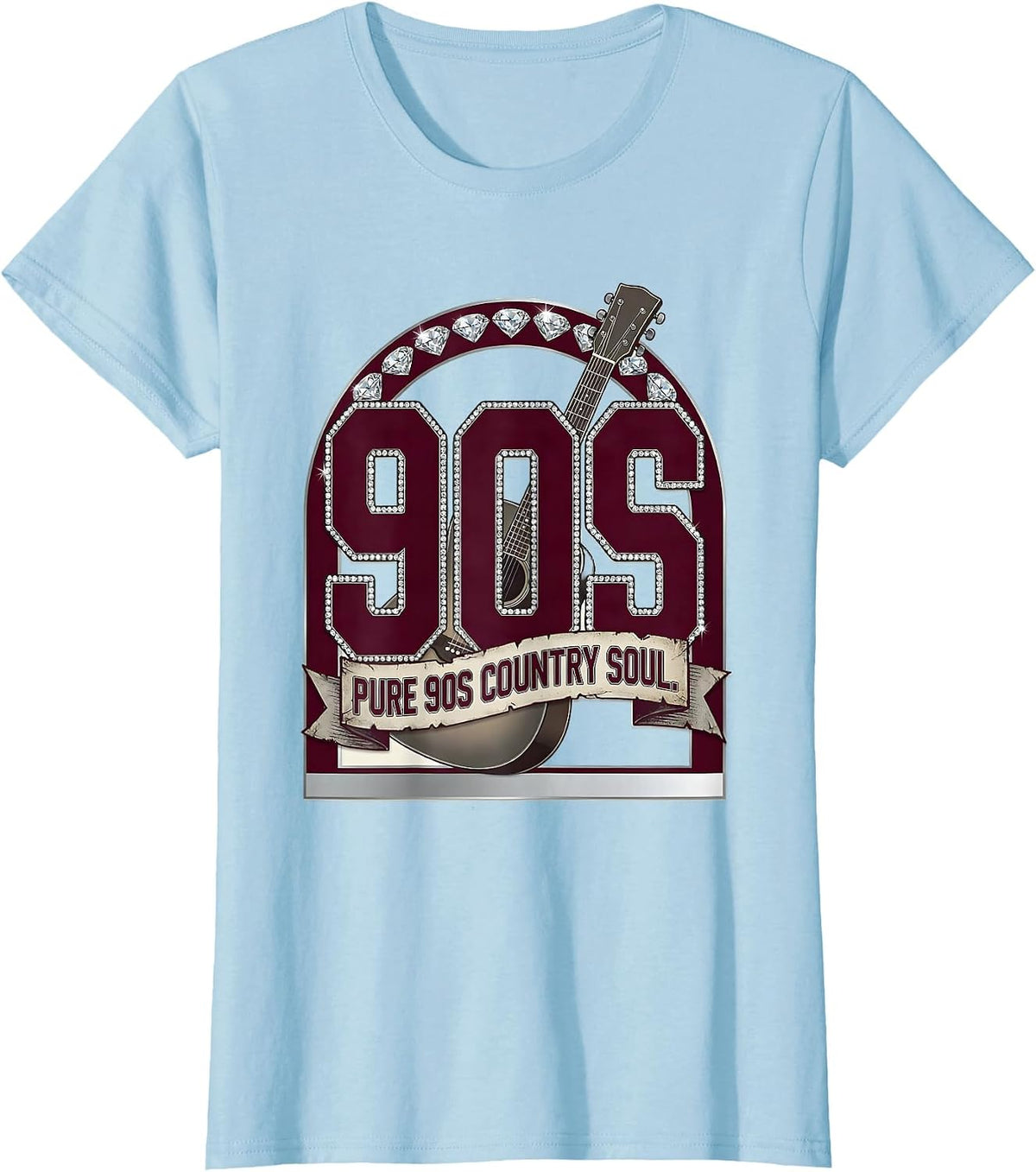 Women's Pure 90s Country Soul Vintage Graphic Design T-Shirt - Baby Blue