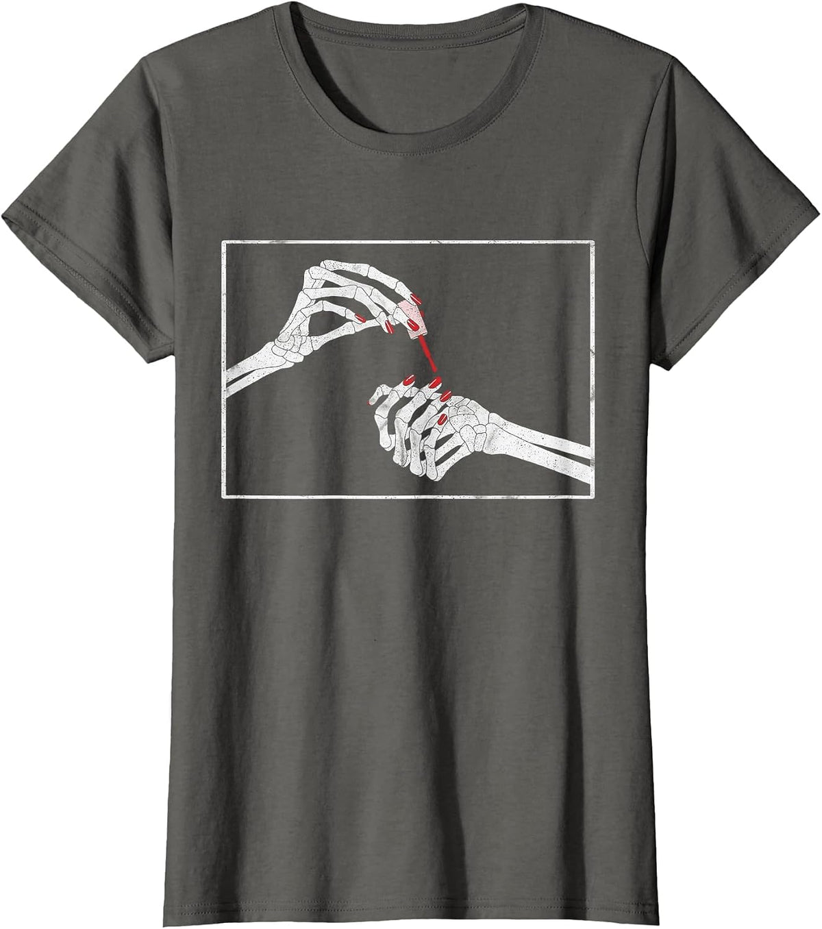 Halloween's Fave Nail Tech: Skeleton Manicurist T-Shirt - Asphalt Grey