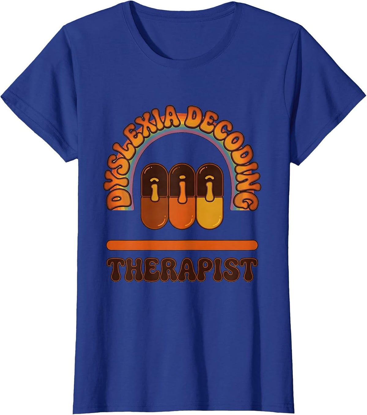 Women's Dyslexia Decoding Therapist Retro 70s Dyslexia Teacher T-Shirt - Royal Blue