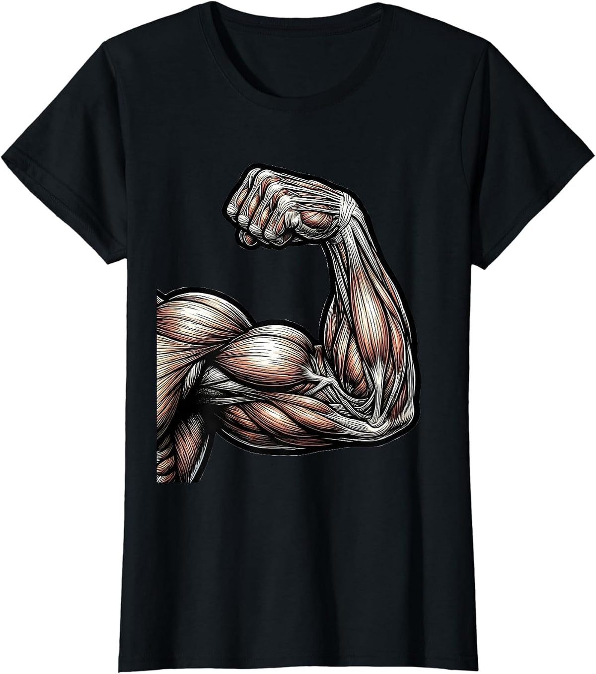 Physical Therapy Strong Arm Muscle Anatomy Art T-Shirt - Black