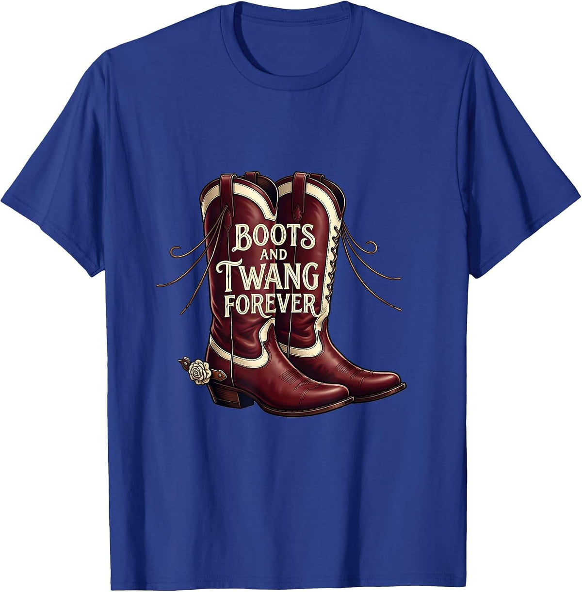 Men's Boots and Twang Forever 90s Country Design T-Shirt - Royal Blue