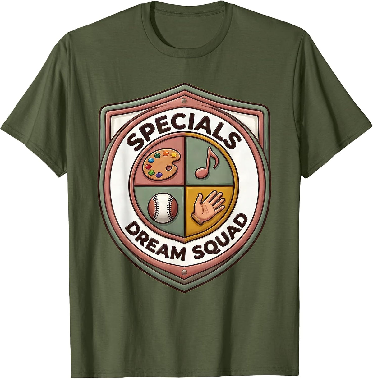 Men's Specials Dream Squad Teacher Crew Appreciation Back T-Shirt - Olive Green