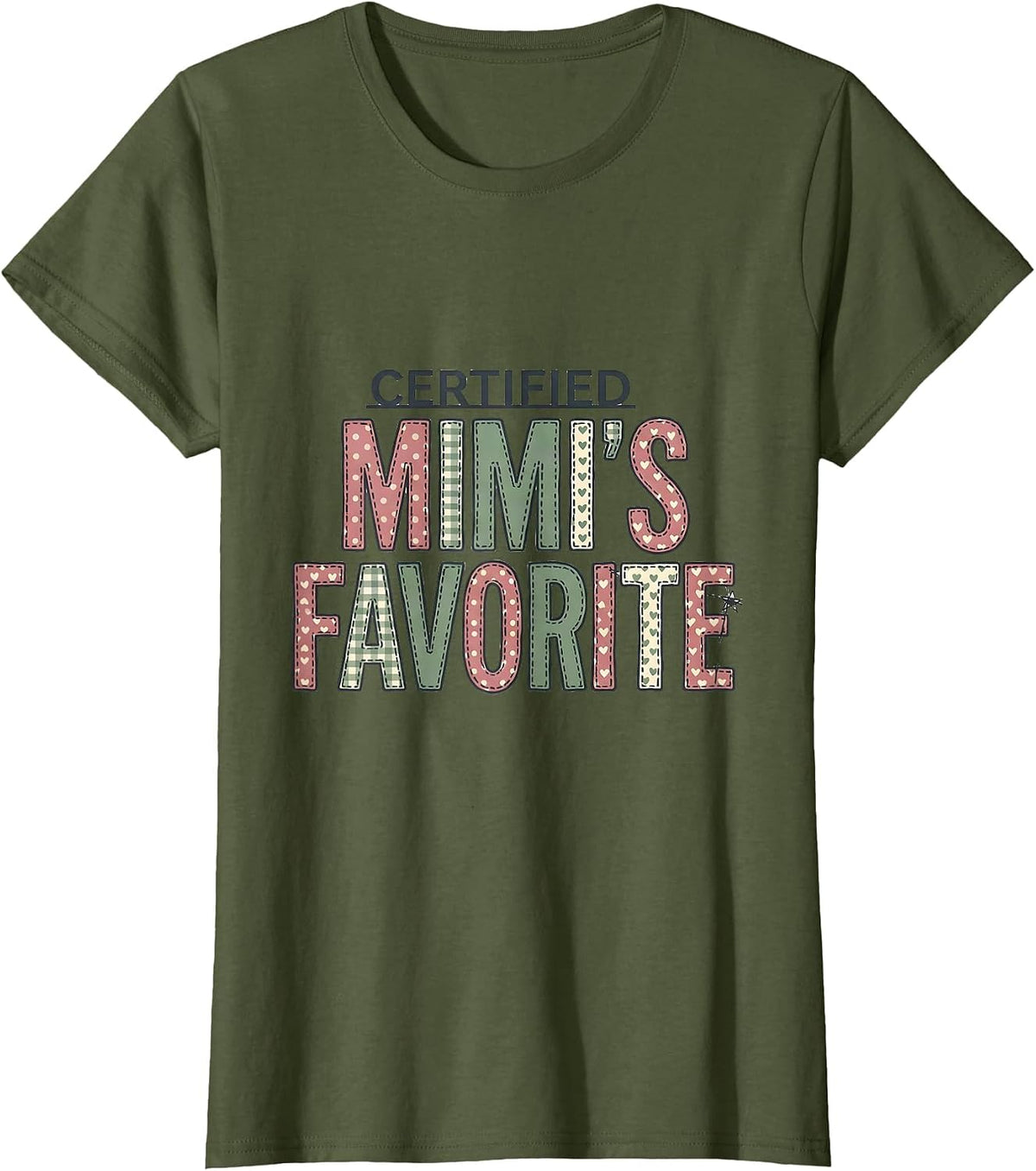 Women's Certified Mimi's Favorite Grandma Gift Christmas Sentimental T-Shirt - Olive Green